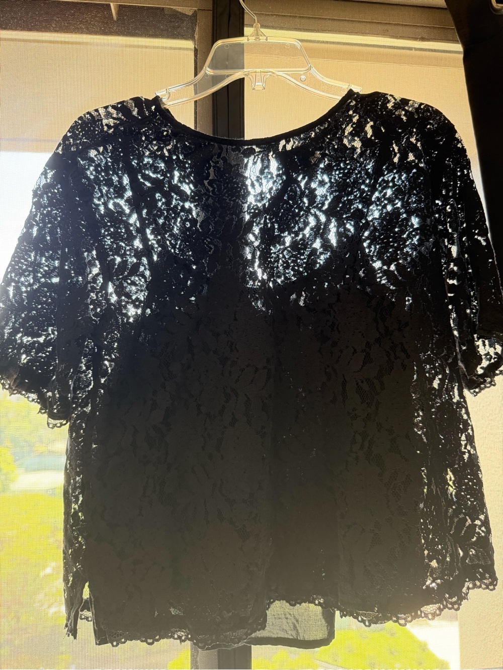 Women's Black Lace Short-Sleeve Top
